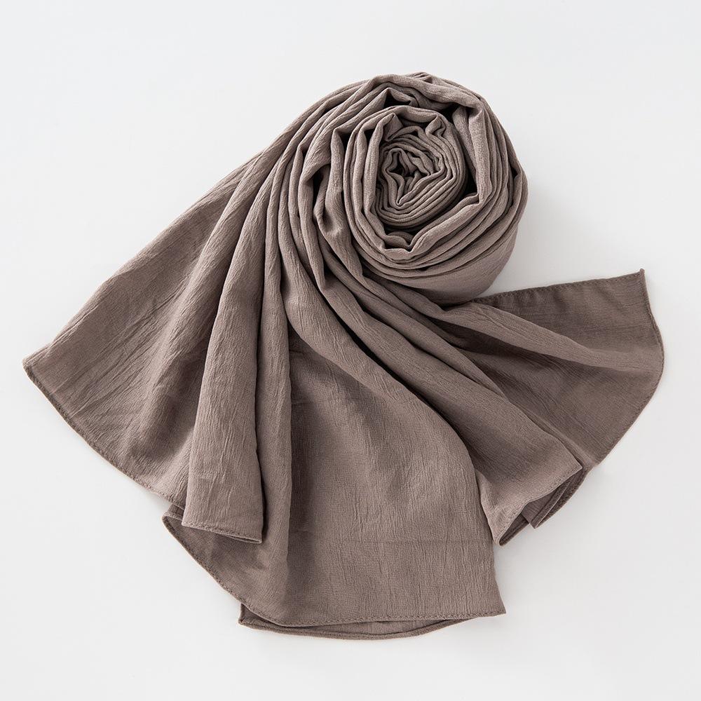 New Breathable Crumpled Scarf For Women Girls Solid Scarves Soft Cotton Wrinkle Pashmina Shawl Foulard Winter Warm Wrap Shawls