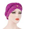 Ensfarget Milk Silke Muslim Hat Bohemian Beads Flettet Elastisk Dame Dame Myk India Cap Beanie