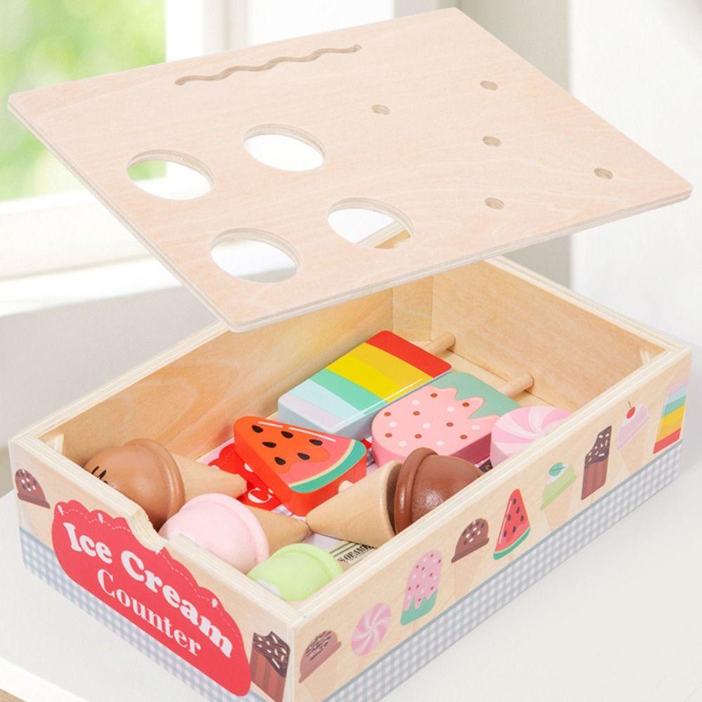Wooden Counter Playset Pretend Toys Play House Popsicle Dessert Model Toys  Party Favor Gift
