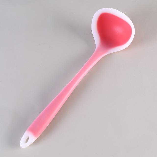 

29 см силиконовый половник суповая ложка длинная ручка ложка для каши половник для риса термостойкий круглый совок кухонные принадлежности инструмент для приготовления пищи красный