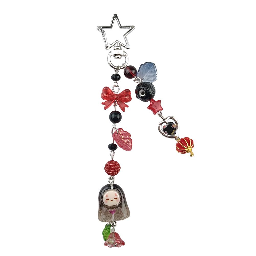 Schattige Gezichtsloze Kaonashi Anime Ghibli Geïnspireerde Hars Kralen Strik Rugzak Hanger Accessoires Cadeauzakje Bedeltje gray
