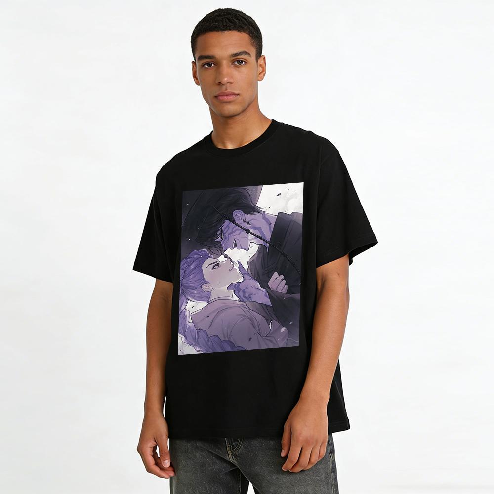 Jujutsu Kaisen Sukuna & Fushiguro Megumi Anime Print T-shirt Casual Loose Top For Fans Pure cotton T-shirt