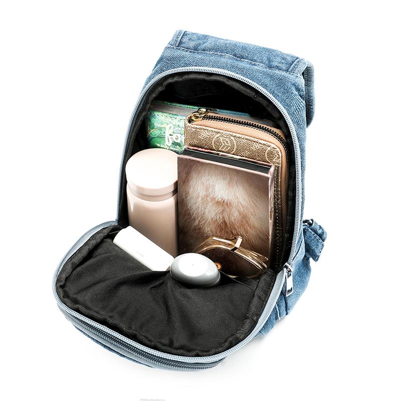 Zaino Borsa a Tracolla da Donna Borsa da Petto Multiuso Zaino in Denim All-match