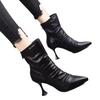 French fried street short boots new high heels autumn and winter pleated piled boots thin heel velvet boots