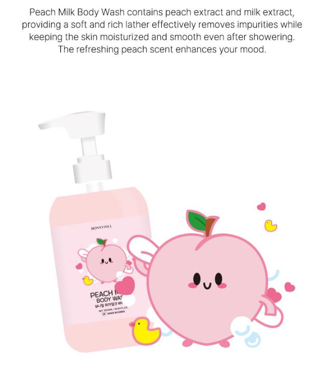 BONNYHILL Peach Milk Body Care 1000ml – Body Wash / Body Lotion