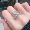 Niche Design Butterfly Rose Blue Zir*****Pen Ring Stacked With Personalized Light Luxury High-End Ring Woman