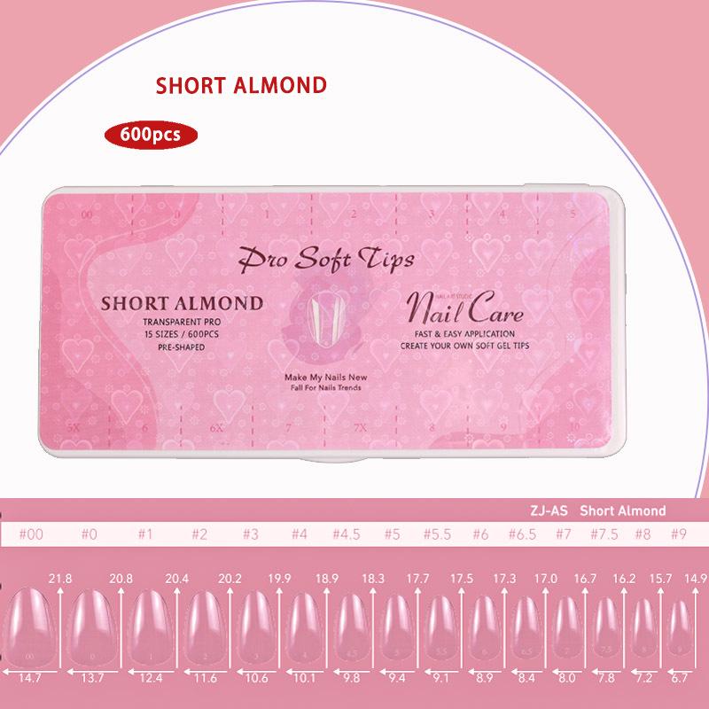 

600-Piece Ultra-Thin Seamless Transparent Nail Art Patches - High Elasticity Wearable False Nail Tips
