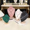 1pc Velvet Portrait Necklace Storage Rack With Wooden Base Jewelry Display Stand Jewelry Mannequin Bust Holder