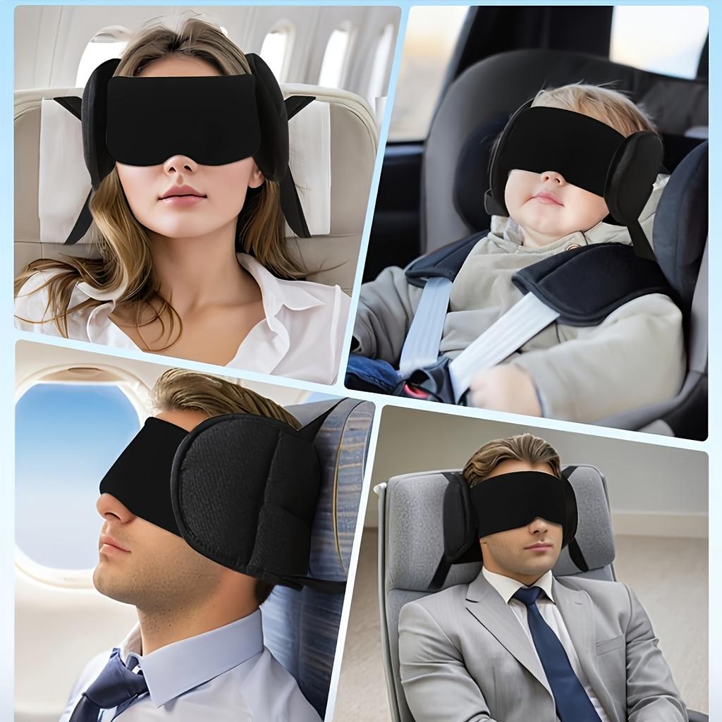 This 3D Sleep Mask Provides Complete Darkness, Relieves Eye Strain Adjustable for Both Men and Women Includes a Neck Cover and Travel Pillow Strap