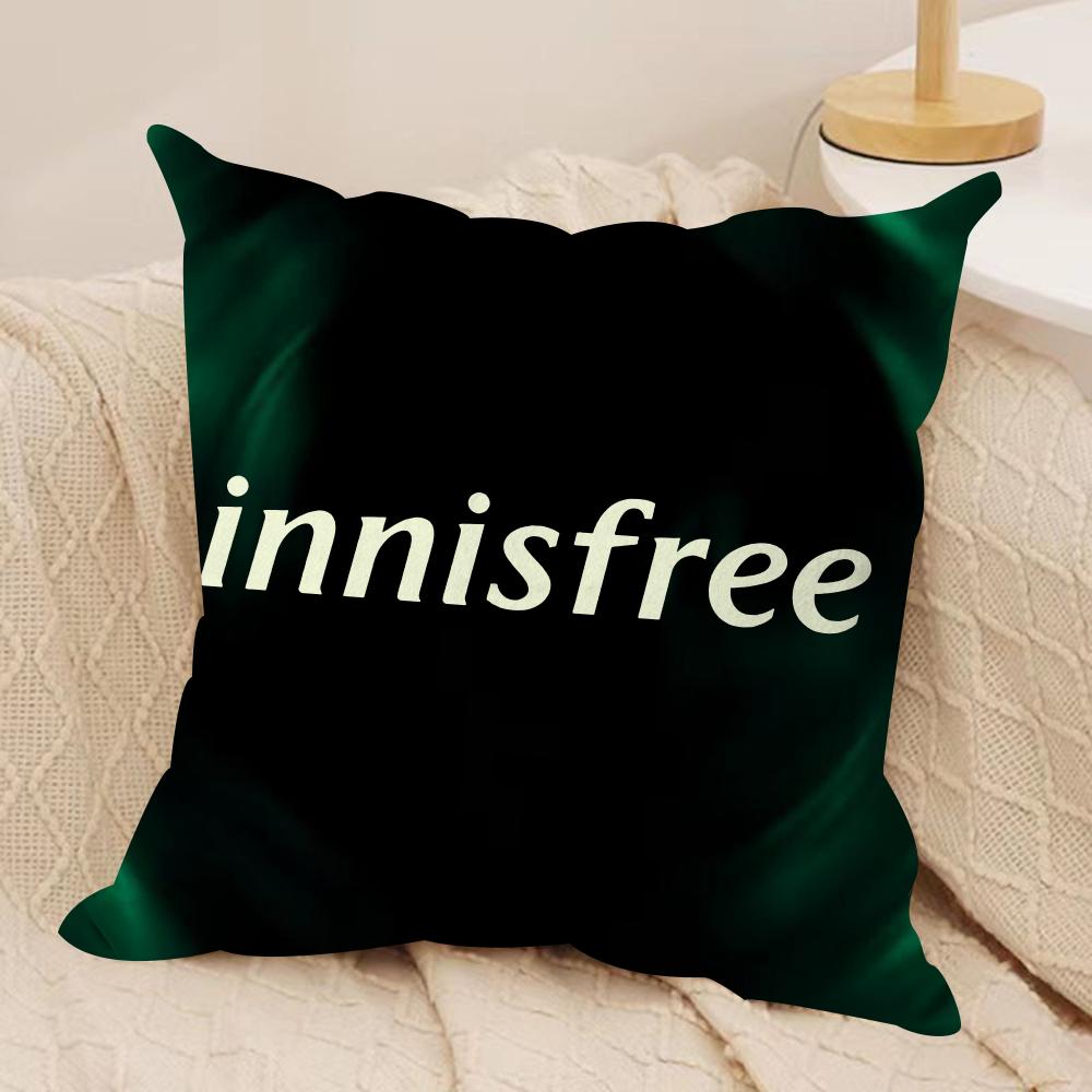 Green I-InnisfreeS Cushion Cover Soft Plush Fabric Double-Sided Printed Sofa Cushion Cover for All Seasons Home Decor Gift