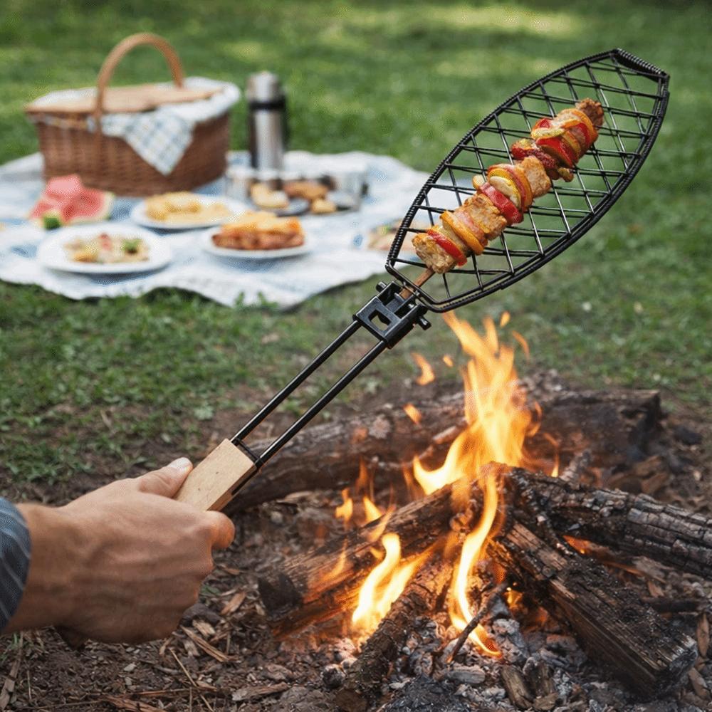 Folding Handle Grilled Fish Net Nonstick Barbecue Mesh Grilling Basket  DIY Cooking