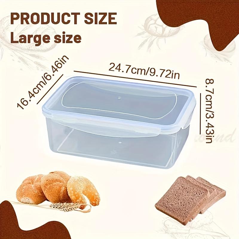 Large Capacity Sealed Food Storage Box, Reusable Hinged Lid, Bread Kitchen Organizer, Refrigerator Freezer, Clear Plastic for Baked Foods