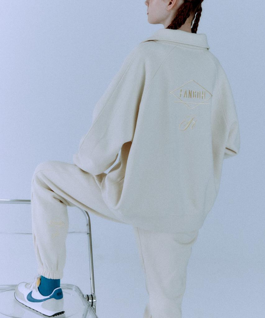 FANGOH F-Logo Embroidered Jogger Pants Cream