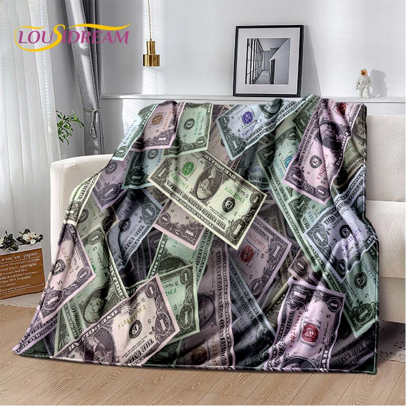 Zengin Dolar Euro Pound Para 3D Karikatür Battaniye, Yumuşak Atmak Battaniye Ev Yatak Odası Yatak Kanepe Piknik Ofis Seyahat Kapak Hediye Çocuk