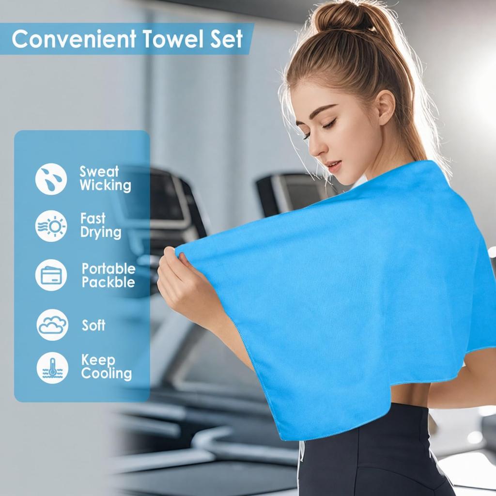 Simpeak Set of 2 Quick Dry Towel Sports Towel Microfiber
