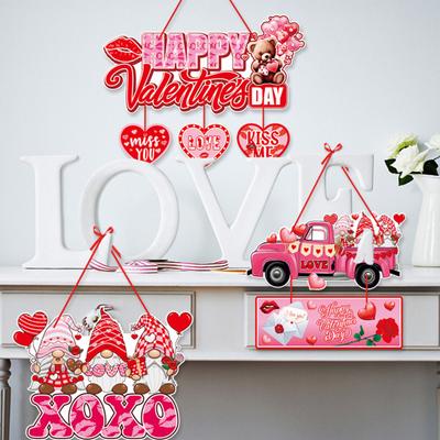 Valentine's Day Pendant Cartoon Door Hanging Ornament Romantic Festive Door Sign for Home Party Decoration