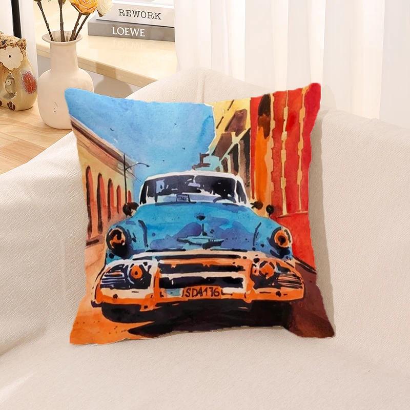 Cushion Cover Watercolor Car Pillow   Room Decor  Case