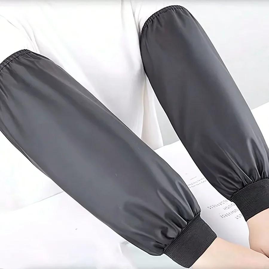 Heavy-Duty Black Faux Leather Arm Sleeves - Waterproof & Oil-Resistant for Kitchen, Occupational Work & Industrial Use