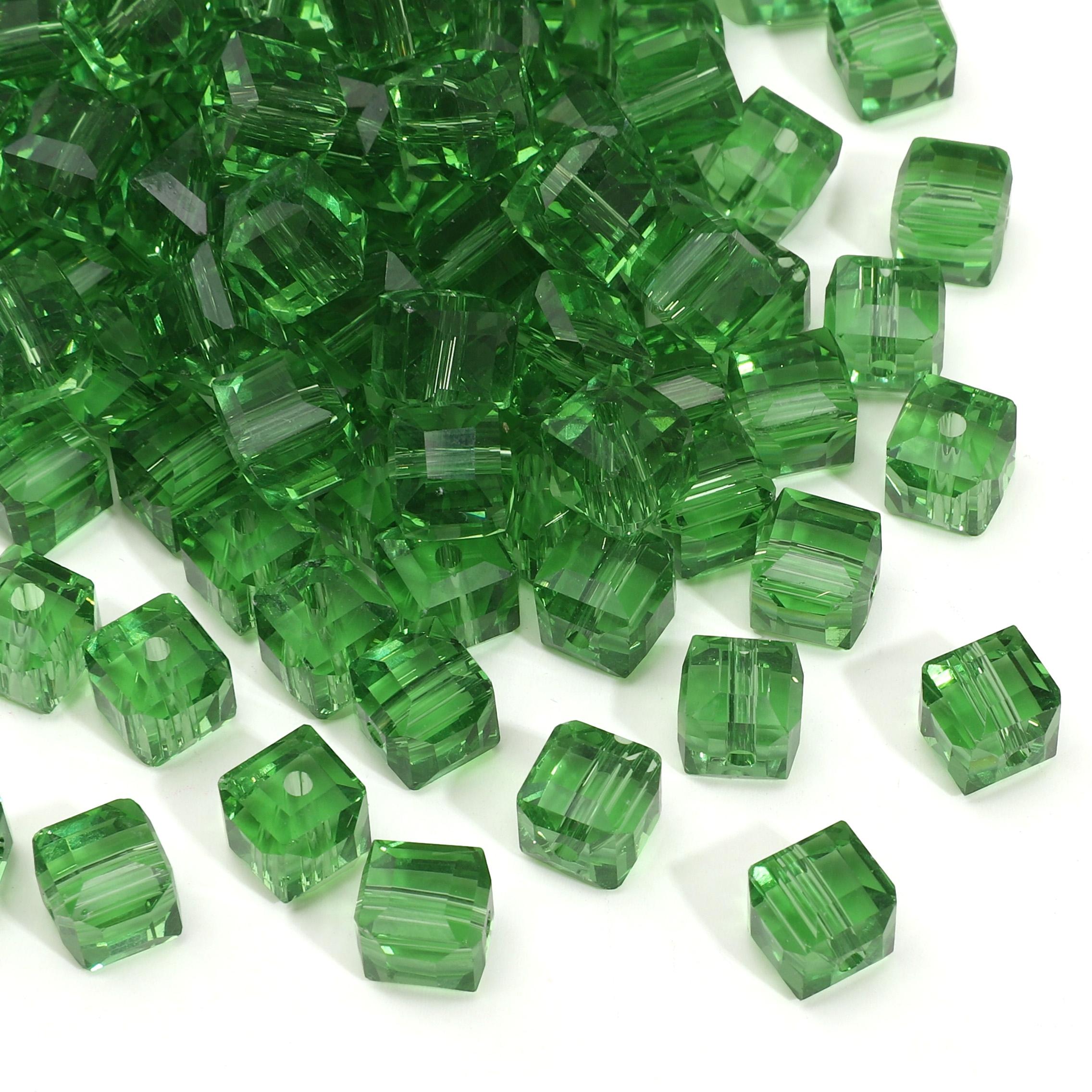 10-20 шт. Стеклянные хрустальные прозрачные трехмерные квадратные бусины для изготовления украшений, DIY браслет, ожерелье 6mm 10pcs зелёный