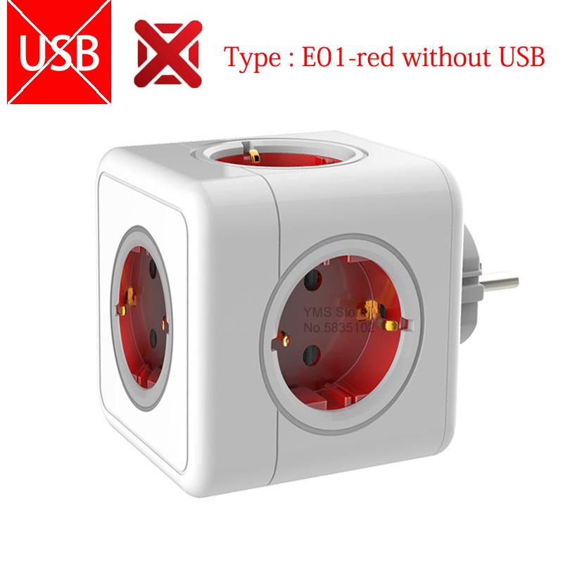 

Massfa Multi Usb Power Strip Електрична вилка Cube Розетка з кількома подовжувачами з 4 розетками ЄС Адаптер 3680 Вт для домашнього офісу EU Plug