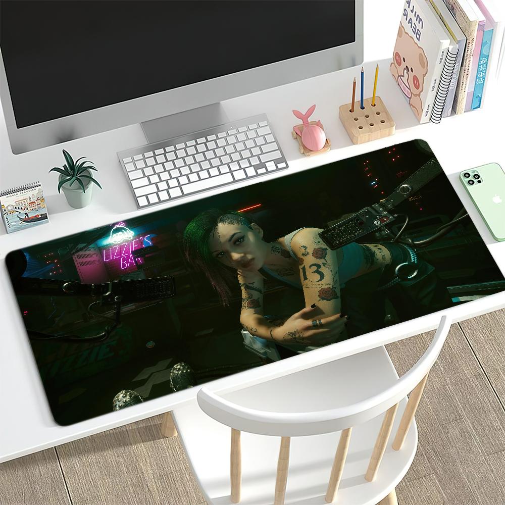 C-Cyberpunks 2077 E-Edgerunners Mouse Pad Desk Mat Large Non-slip Anti-fray Keyboard Ergonomic Office Rubber PC Home Custom