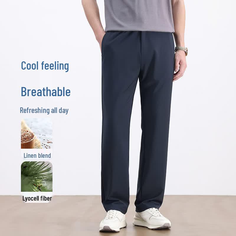 

Fengxun Men s Loose Straight Fit Linen Blend Trousers XXL