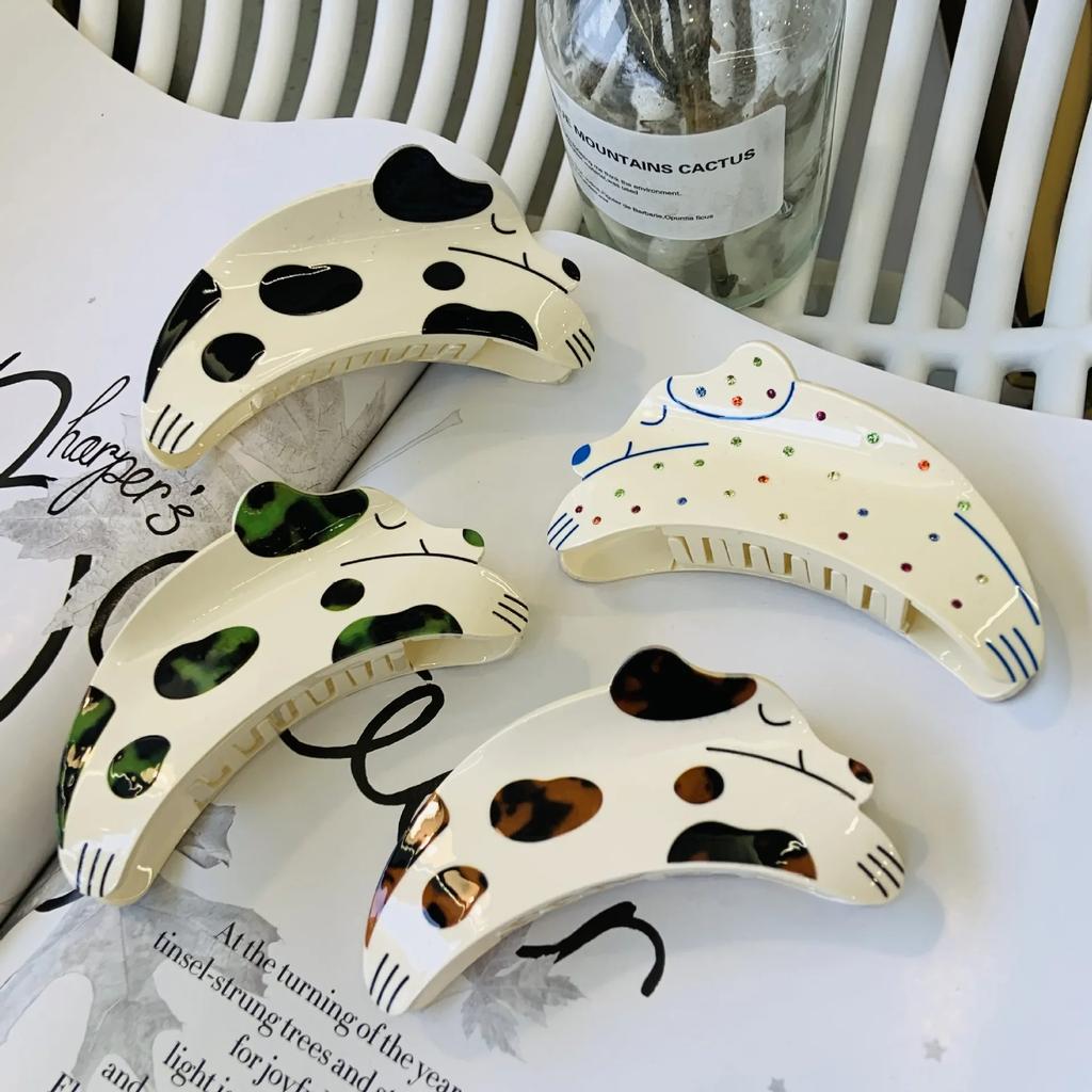 Doamnelor Fashion New Point Drill Puppy Acrylic Grip Clip Simple Hair Clip Cartoon Animal Hair Scratch Dalmațians Dog Head Clip