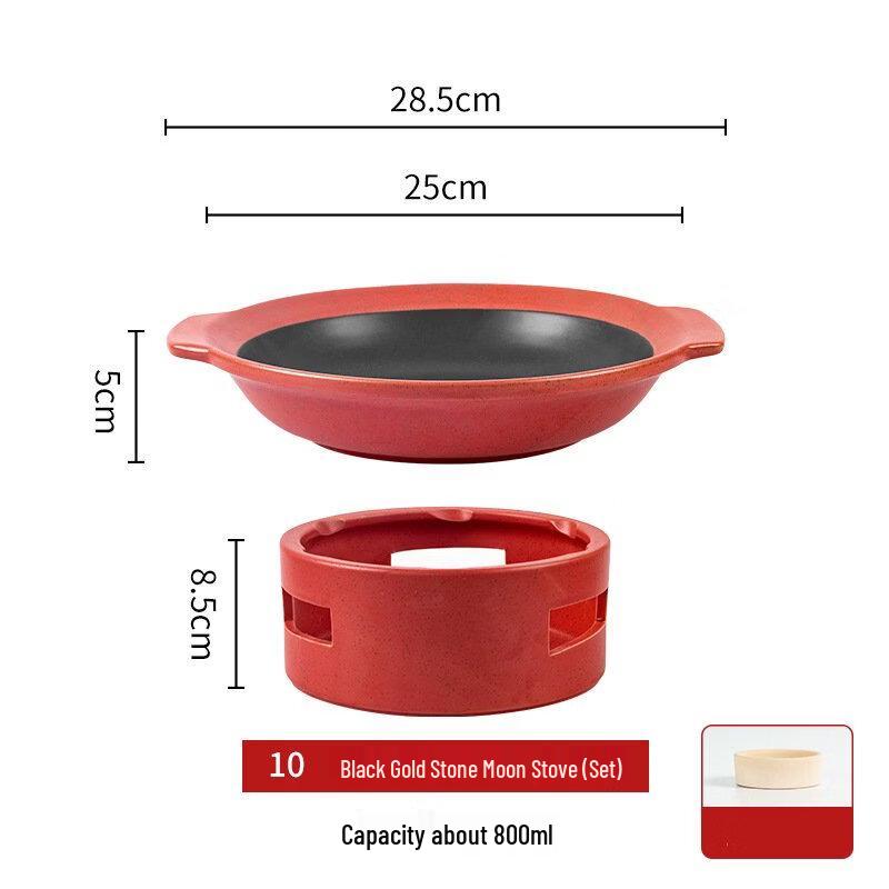 ZISIZ Ceramic Insulated Moon Stove Dry Pot Set