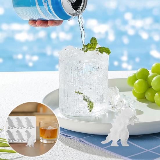 

Yousheng Dinosaur Ice Cube Mold Easy Fill Release 6 Cavity Gojira Ice Tray Freezer Safe Ice Maker for Summer Drinks Cocktail Party 1pc чорний