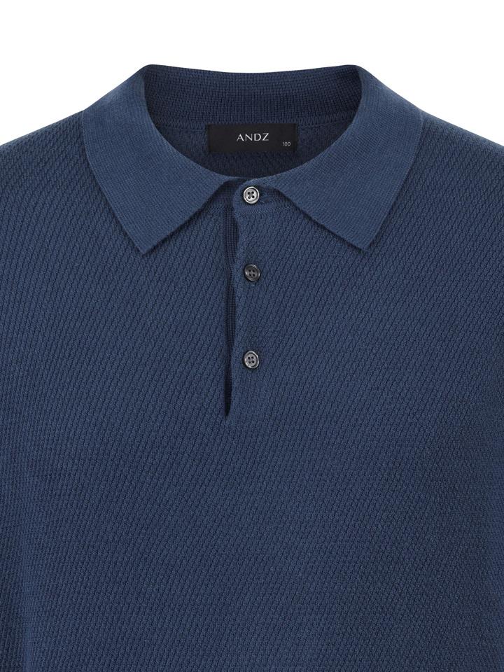 AND Z Men'S Merino Wool Fine Knit Collar Sweater_Bzf4Et1105Bl