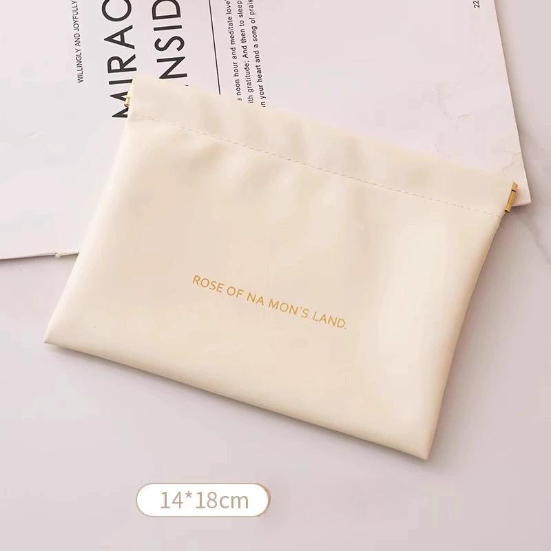 Fashion Pu Leather Storage Bag Automatic Closure Waterproof Purse Portable Earphone Charging Line Cosmetic Lipstick Jewelry Bag