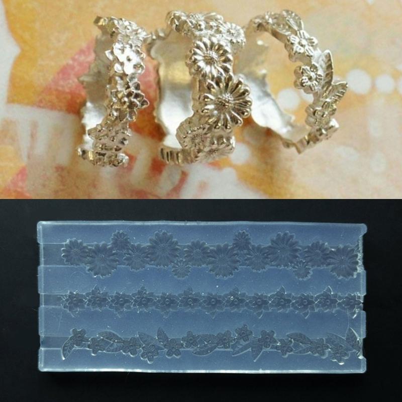 Molde de silicona para anillos de arcilla plateada Molde de silicona para hacer anillos delicados para anillos de arcilla plateada y joyería