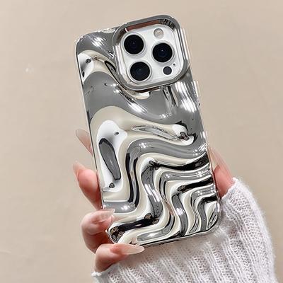 Fashion Silver 3D Unique Water Wave Texture Phone Back Cover For iPhone 17 Air 16 15 13 12 11 Pro Max Case