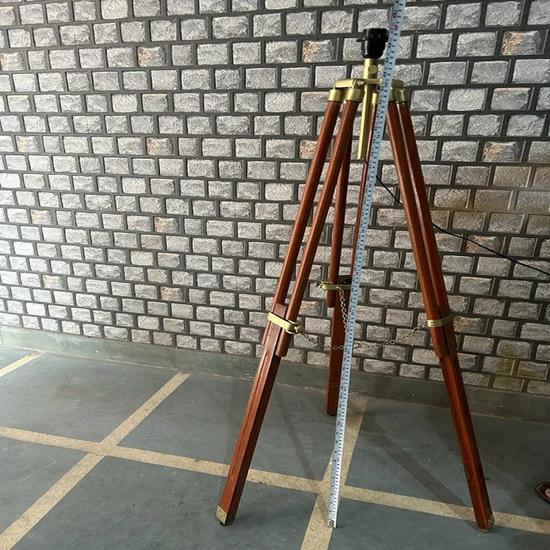 177.8cm Adjustable Wooden Tripod Floor Light Modern Floor Lamp Brass Aluminum Lighting