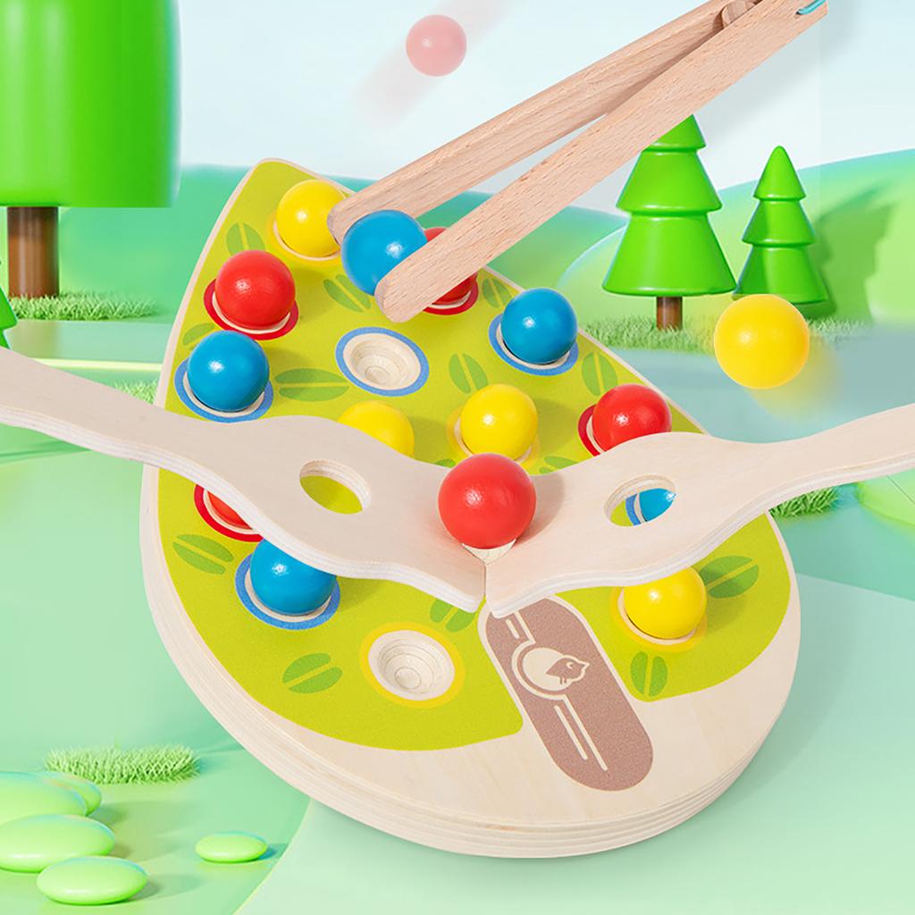 Wooden Fun Color Matching Clip Beads Exercise Concentration Training Parent-child Interactive Table Game Educational Toys