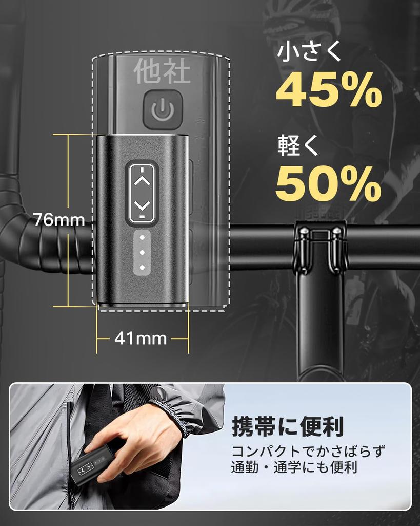 Bicycle Light First Switching High Wide Memory Road Aluminum Alloy IPX5 Easy Compact and LED Also Functions As a Flashlight for Disaster Power and PSE