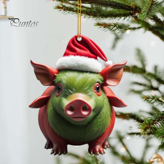 Christmas Pendant Adorable Cartoon Pig Shape Xmas Tree Hanging Ornament for Home Festive Decorations