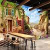 Mural Small Town Street View European Style Wallpaper Retro Cafe Restaurant Bar Background 3d Wall Murals