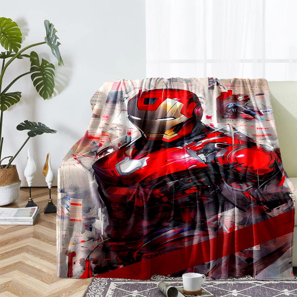 Iron Man Theme Printed Blanket - Perfect for Couch, Bed, Travel & Outdoor Use | Machine Washable, Cozy & Durable.