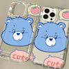 Blue love bear is suitable for iPhone17promax cartoon mobile phone case Apple 16 large hole 14/13 transparent 15.