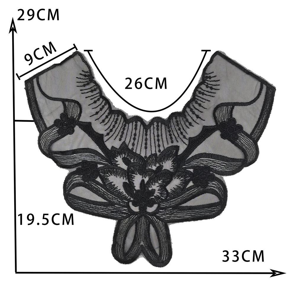 Black Embroidered Mesh Organza Front Collar Collar Sewing Lace Diy Decorative Dress Wedding Dress Accessories