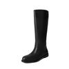 Annual payment~ 2025 winter full leather British style but knee knight boots European and American temperament loose low-heeled boots