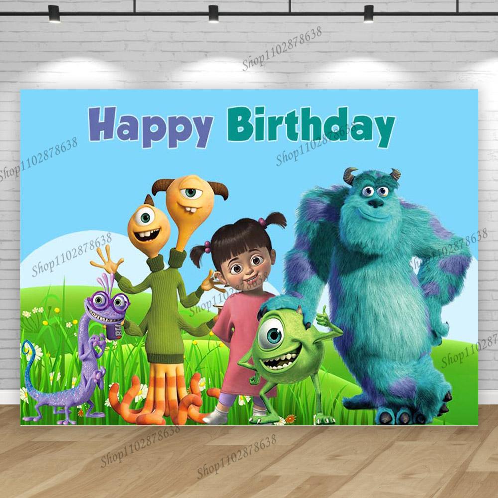Monsters Inc University Theme Boo Girl Happy Birthday Party Background Baby Shower Photography Pink Room Decor Supplies Poster