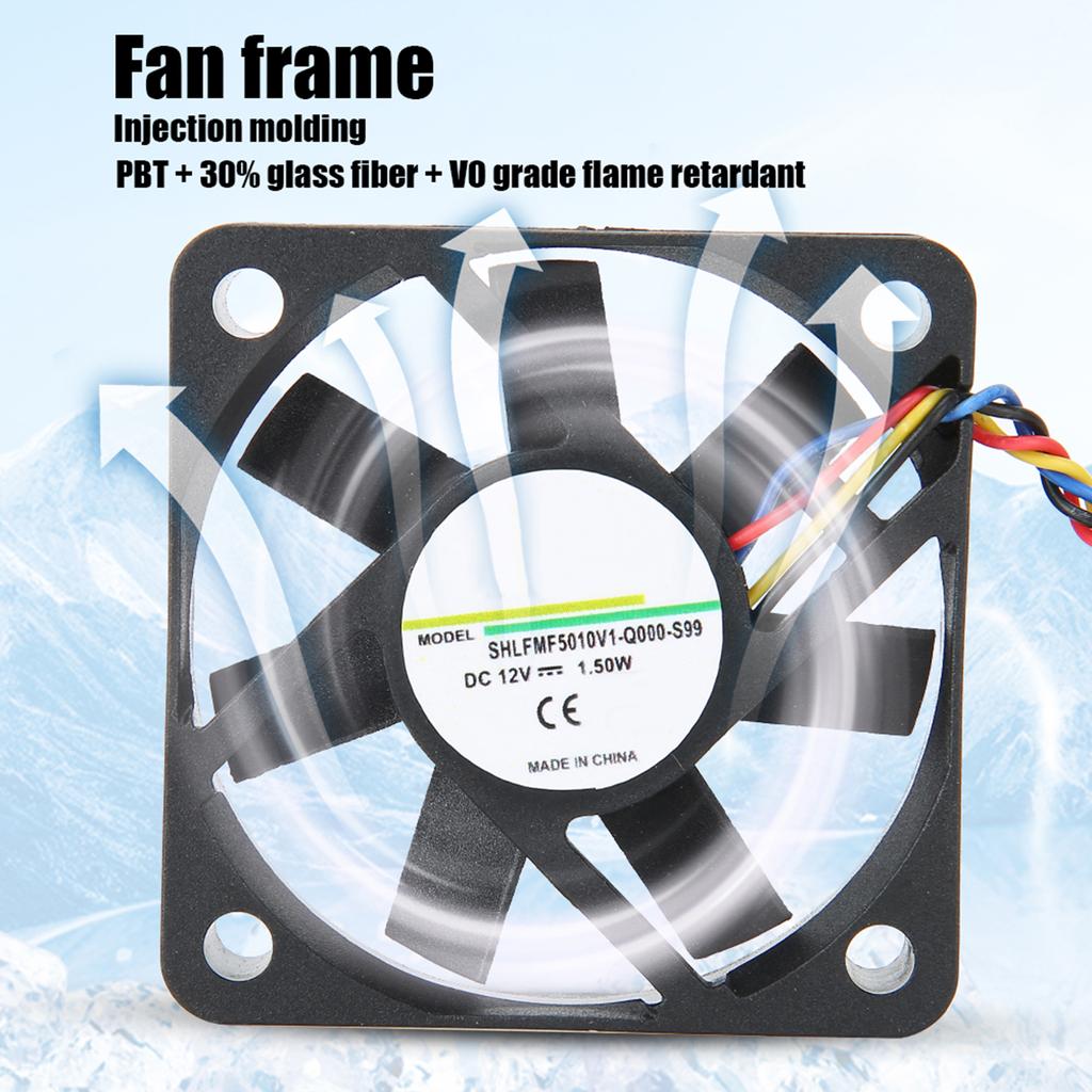 Cooler Fan 5CM  12V 1.50W 4PIN Heat Sink Fan Cooling System for Injection Molding Frame SHLFM5010V1 Q000 S99