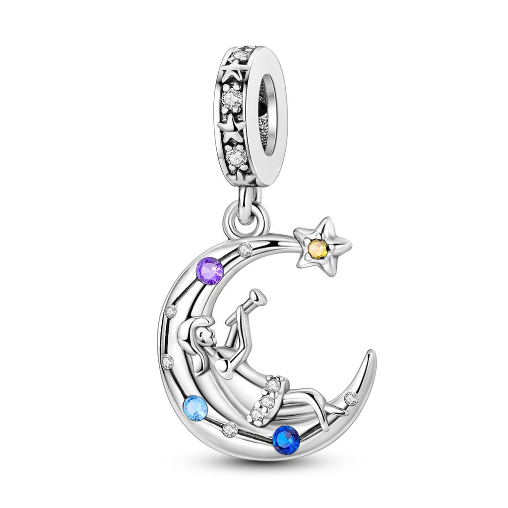 Charms Copper Sparkling Lucky Star Heart Beads Charm Pendent Jewelry Fits Original Bracelet Gift For Women Gift