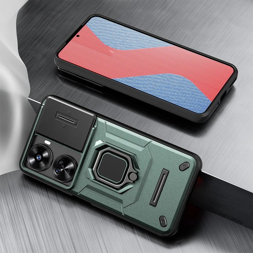 

Противоударный чехол KEYSION для Huawei Nova 12 SE, защитное кольцо для объектива камеры, задняя крышка-подставка для телефона Huawei Nova 12 SE for Huawei nova12 SE зелёный