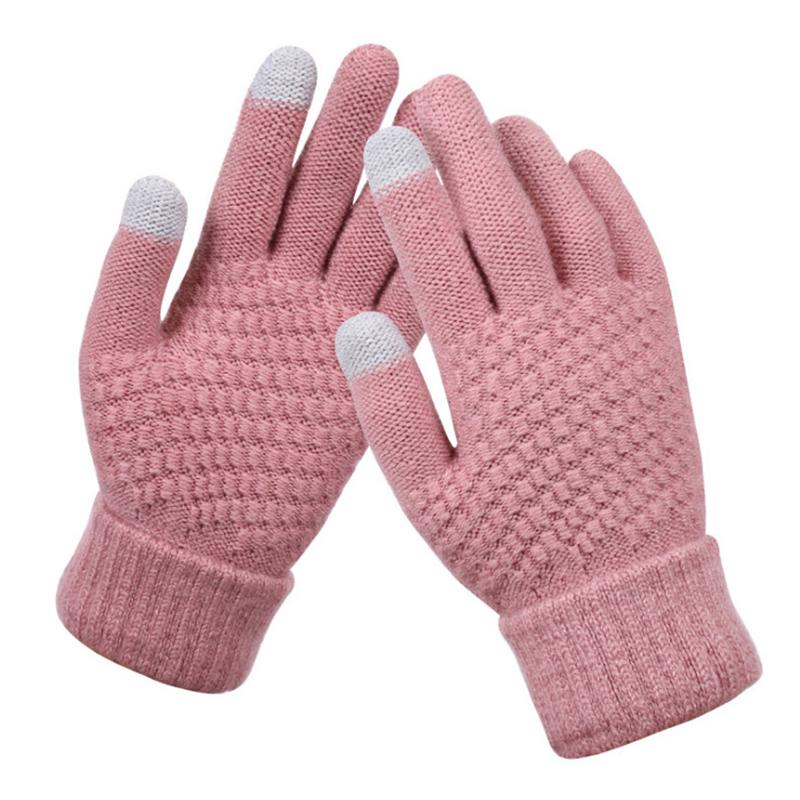 Winter Touchscreen Handschuhe Damen Herren Warm Stretch Strick Fäustlinge Imitatwolle Vollfinger Guantes Häkeln Luvas Verdicken Handschuhe