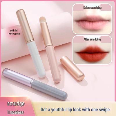 Compact Lip Brush - Small Round Head with Cap for Lipstick, Blending, and Concealer. Ideal for Professional Makeup.