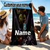 Personlig tilpasset strandhåndkle med navn, Five Nights at Freddy's-trykk, for reise, camping, strandfest, hjemmedekor, bursdagsgave til familie og venner