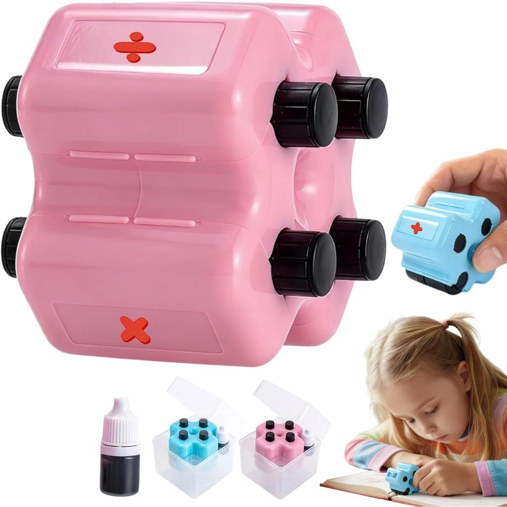 4 in 1 Math Roller Stamp Set,Randomized Addition Subtraction Multiplication Division Practice Tool,Fun Math Gift for Kids,Classroom Use
